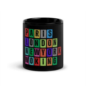 Woking - Black Glossy Mug