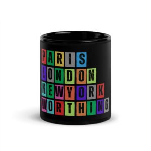 Worthing - Black Glossy Mug